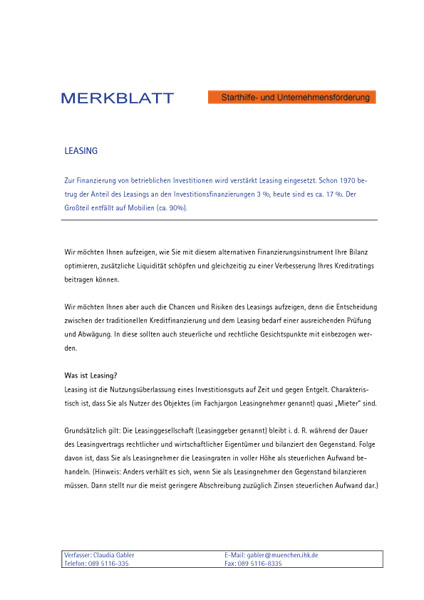 Merkblatt Leasing