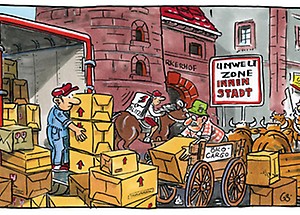 Cartoon WiM 2007|04 – Neue Logistikketten
