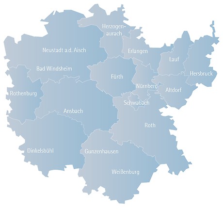 Ausbildungsberater der IHK Nürnberg für Mittelfranken nach Region