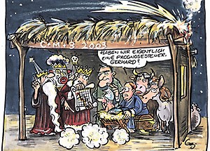 Cartoon WiM 2003|01 – Die Wirtschaftsweisen im Sorgenland