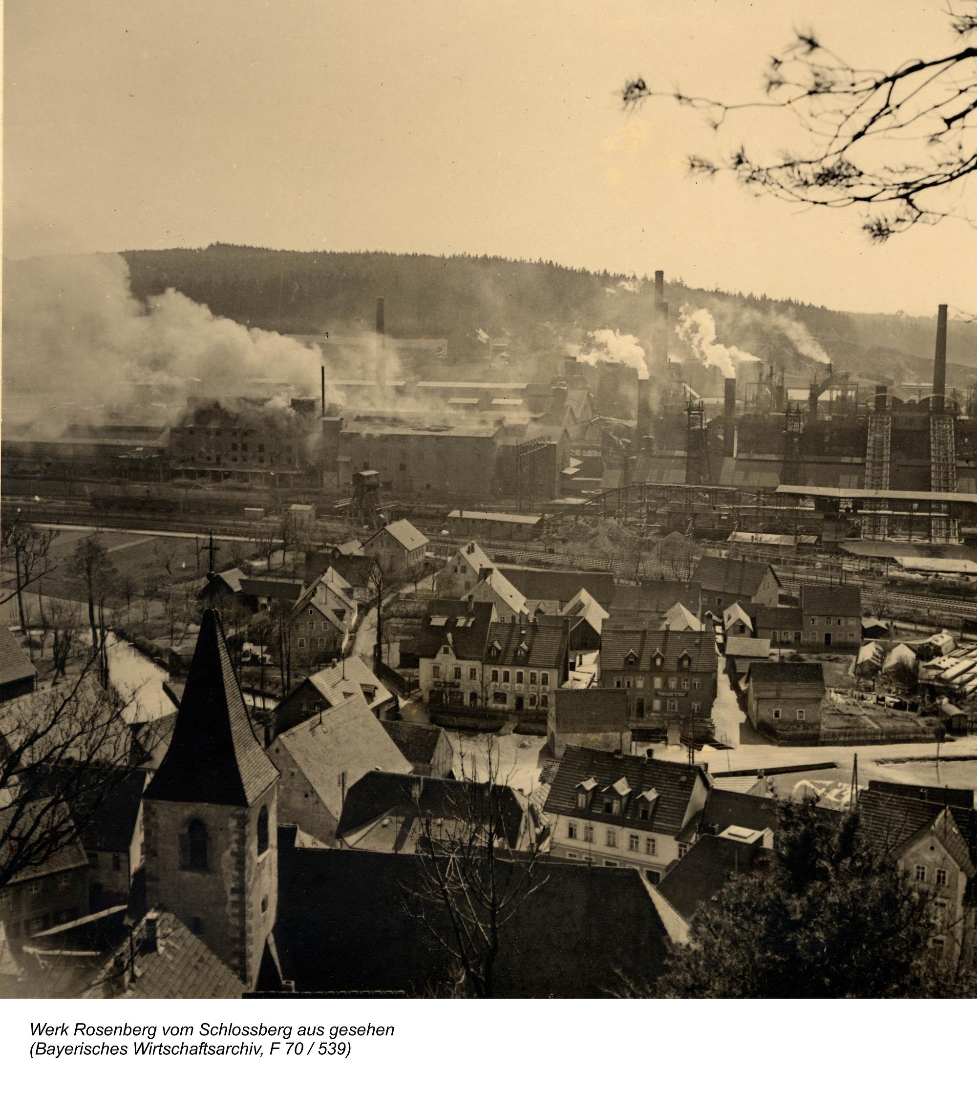 Blick auf die Maxhütte vom Burgberg in Sulzbach-Rosenberg, 1938