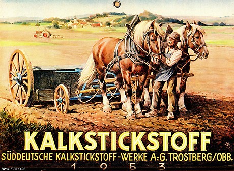 Kalender der Süddeutschen Kalkstickstoff-Werke AG in Trostberg, 1953.