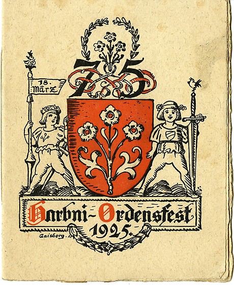 Programm für das 75. Harbni-Ordensfest 1925 mit der Wappenblume Vergissmeinnicht. (Foto: BWA)
