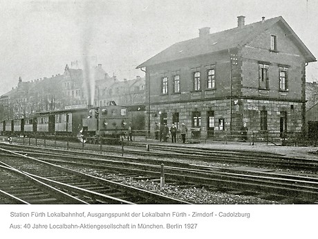 Station Fürth der Localbahn-Actiengesellschaft, um 1920. (Foto: BWA)
