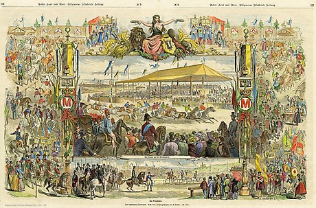 Grafik zum Münchner Oktoberfest aus der 1858 gegründeten Zeitschrift „Über Land und Meer“, 1860 (Foto: BWA)