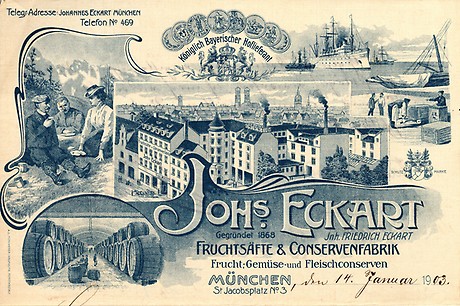 Briefkopf der Fruchsäfte- und Conservenfabrik Johs. Eckart, 1903(Foto: BWA).