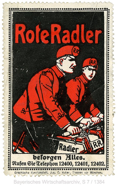 Reklamemarke für die „Roten Radler“, um 1910(Foto: BWA)