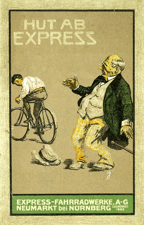 Reklamepostkarte für die Express-Fahrradwerke in Neumarkt, um 1910(Foto: BWA)