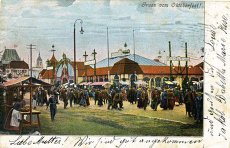 Postkarte von der Wiesn aus dem Jahren 1905