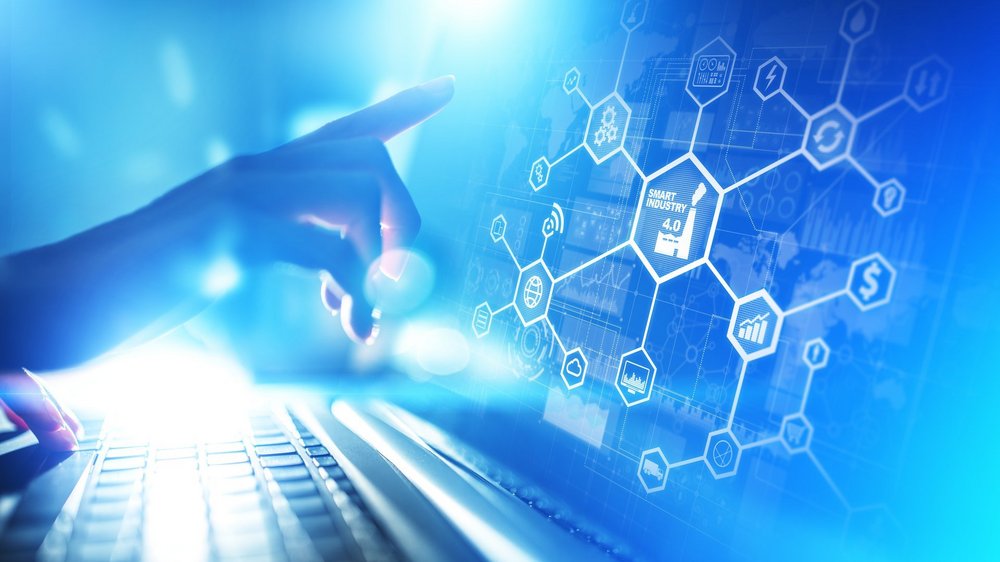 Smart industry 4.0, Manufacturing Automation Internet of Things. Business and technology concept on virtual screen.