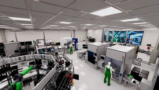 Der digitale Zwilling einer Fertigungslinie im Nvidia-Omniverse.