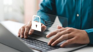 CyberSecurity Protects Login and Secure Internet Access, businessman using laptop internet network for Data Protection, significance of secure login and data protection in the digital world.