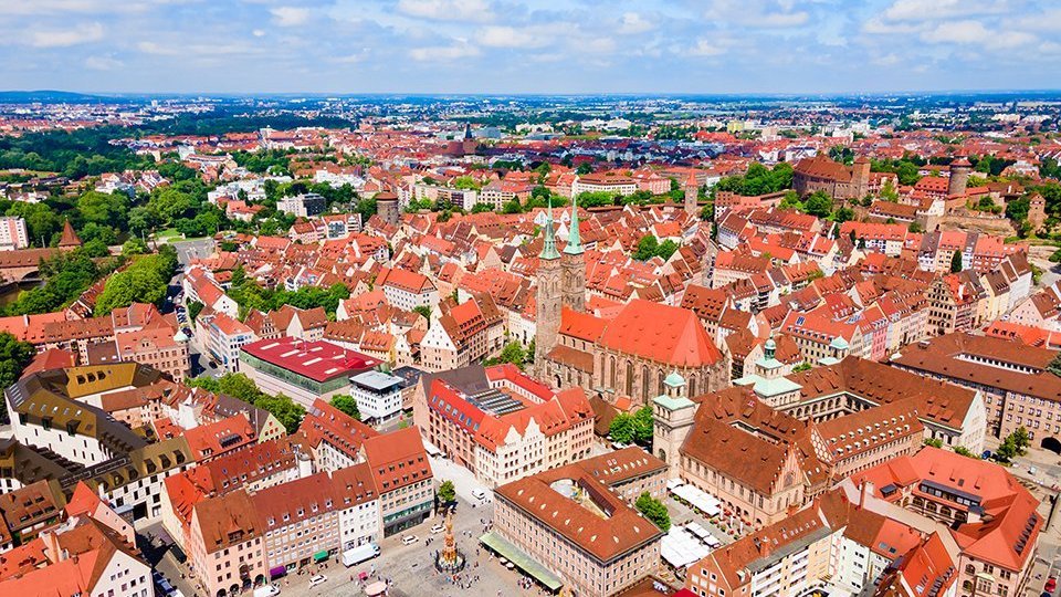Nuremberg old town aerial panoramic view
