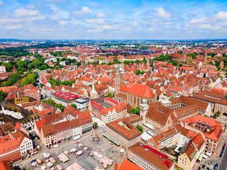Nuremberg old town aerial panoramic view