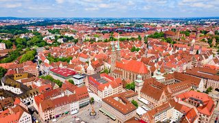 Nuremberg old town aerial panoramic view
