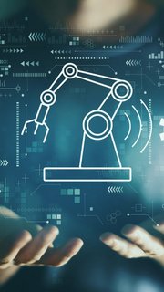 Smart industry concept with young man