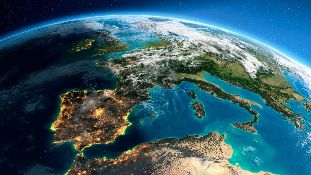 Detailed Earth. Spain and the Mediterranean Sea