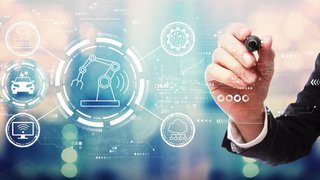 Smart industry concept with businessman